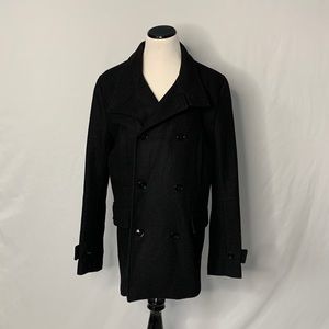 H&M Mens Black Wool Pea Coat size 40R